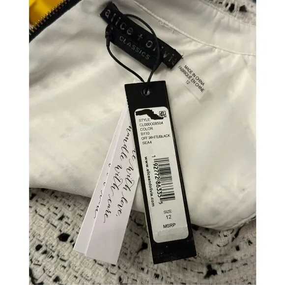 NWT ALICE + OLIVIA ELLIS TWEED BOX PLEAT DRESS SIZE 12 $495 - Picture 10 of 11